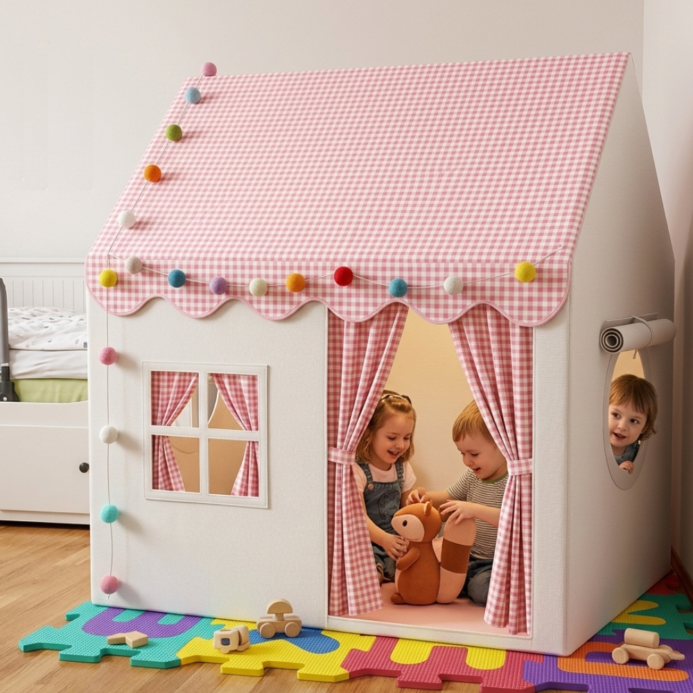 Tente de jeu rose pour enfants